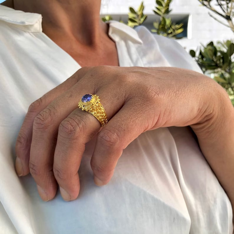 925 Sterling Silver Amethyst Vintage Ring