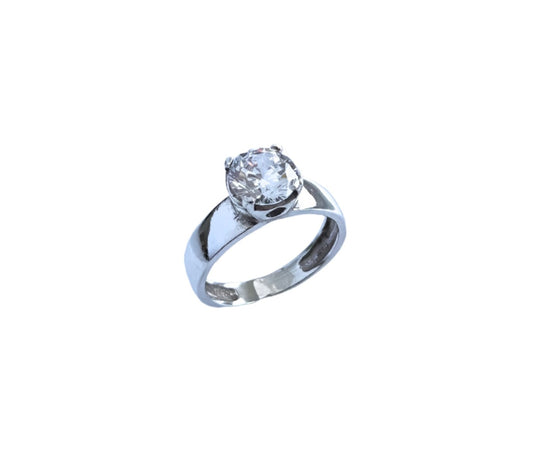 925 Sterling Silver Cubic Zirconia Gemstone Solitaire Ring