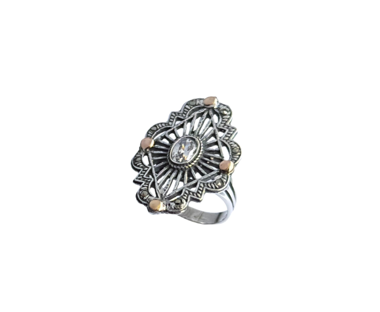 925 Sterling Silver & 9K Gold Timeless Vintage Ring