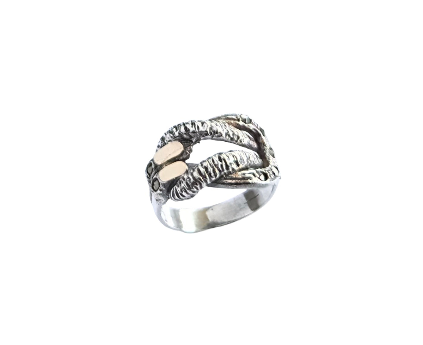 925 Sterling Silver & 9K Gold Knot Vintage Ring