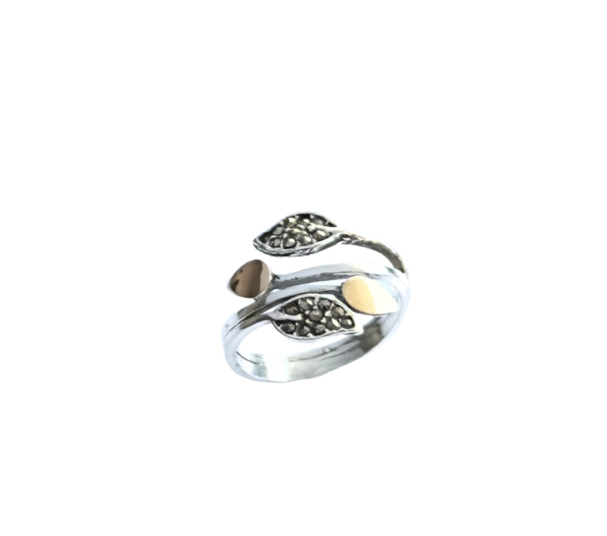 925 Sterling Silver & 9K Gold Nature Vintage Ring