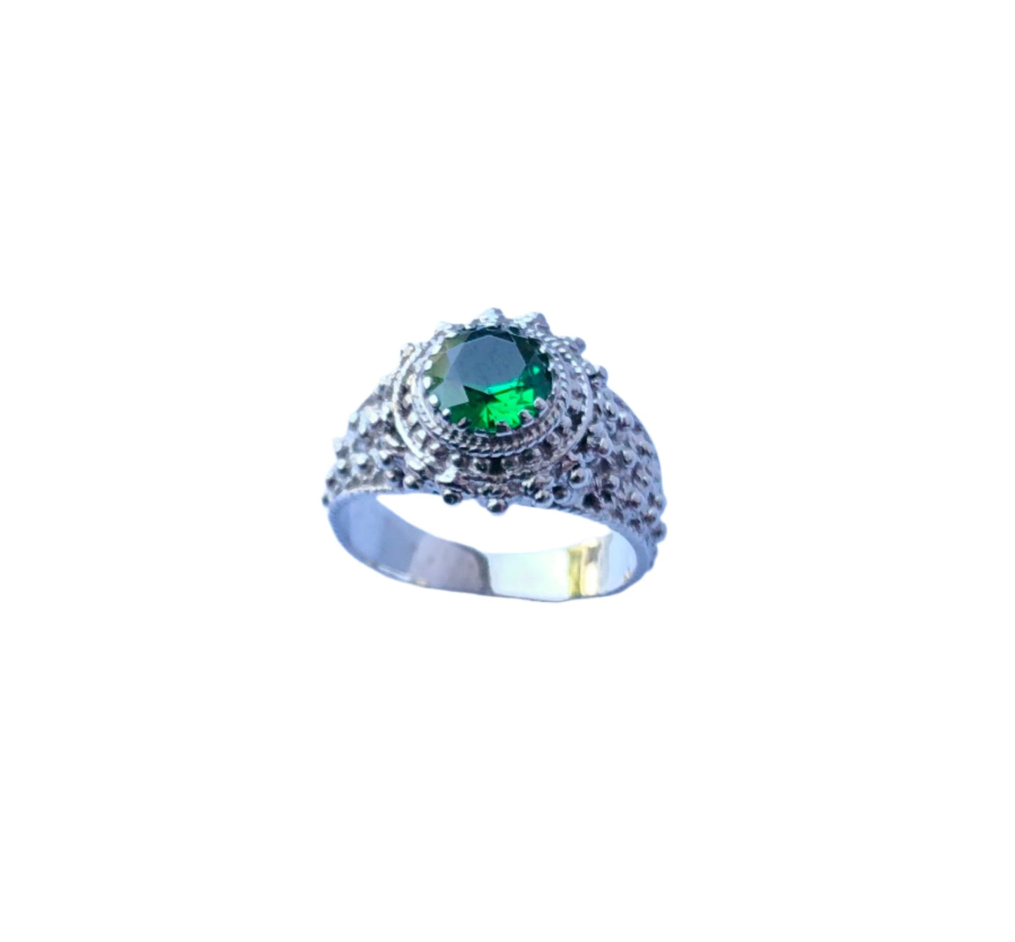 925 Sterling Silver Emerald Vintage Ring