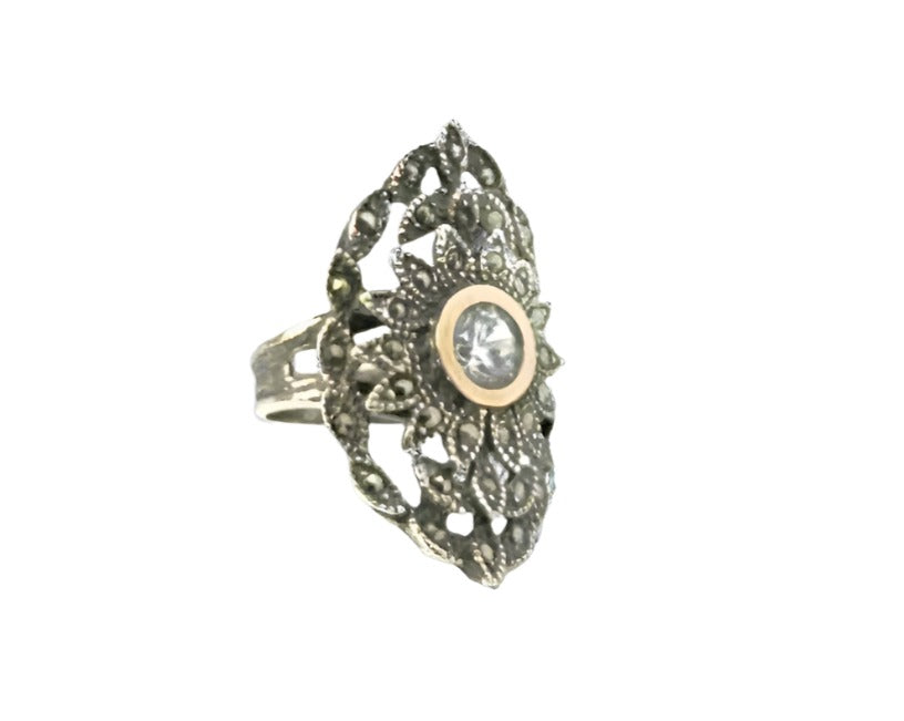 925 Sterling Silver & 9K Gold One-Of-A-Kind Vintage Ring