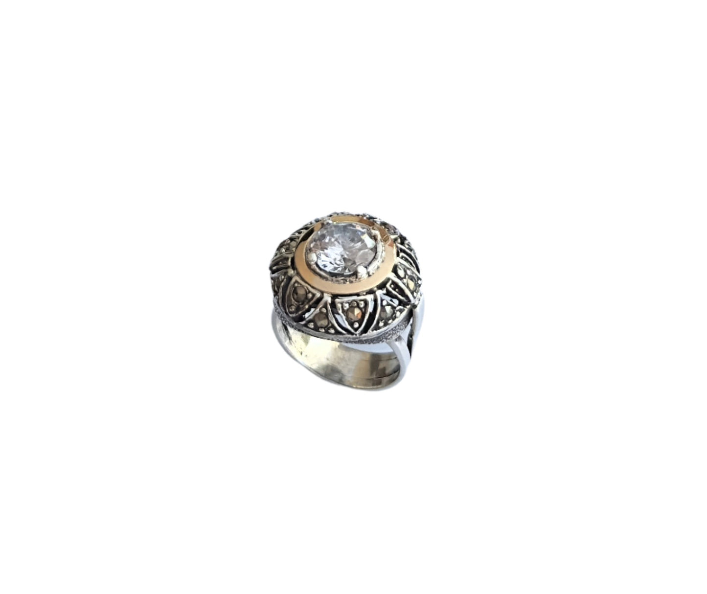 925 Sterling Silver & 9K Gold Traditional Vintage Ring