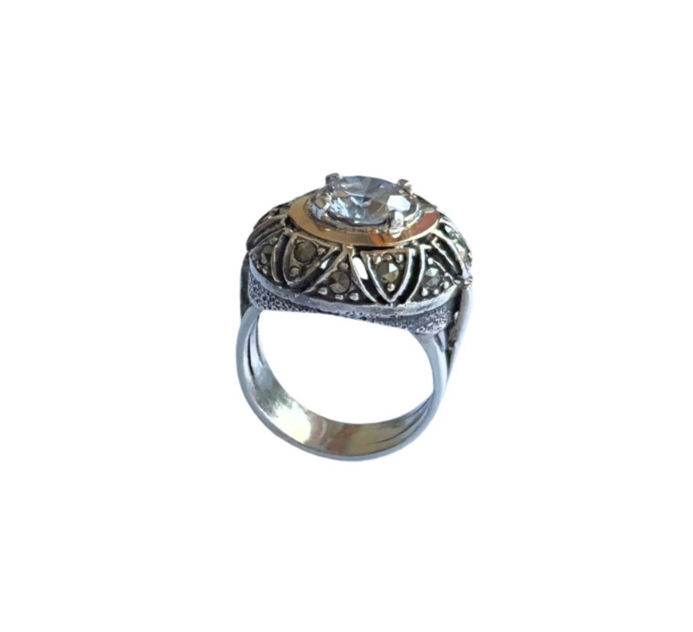 925 Sterling Silver & 9K Gold Traditional Vintage Ring