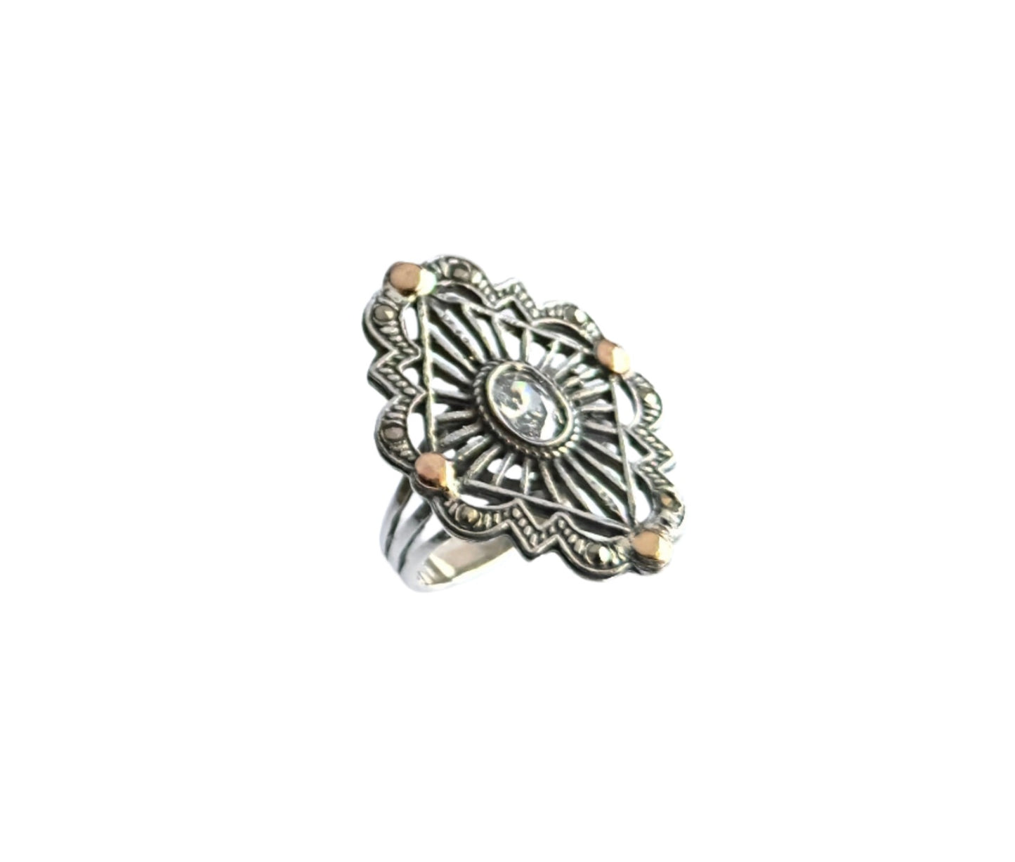 925 Sterling Silver & 9K Gold Timeless Vintage Ring