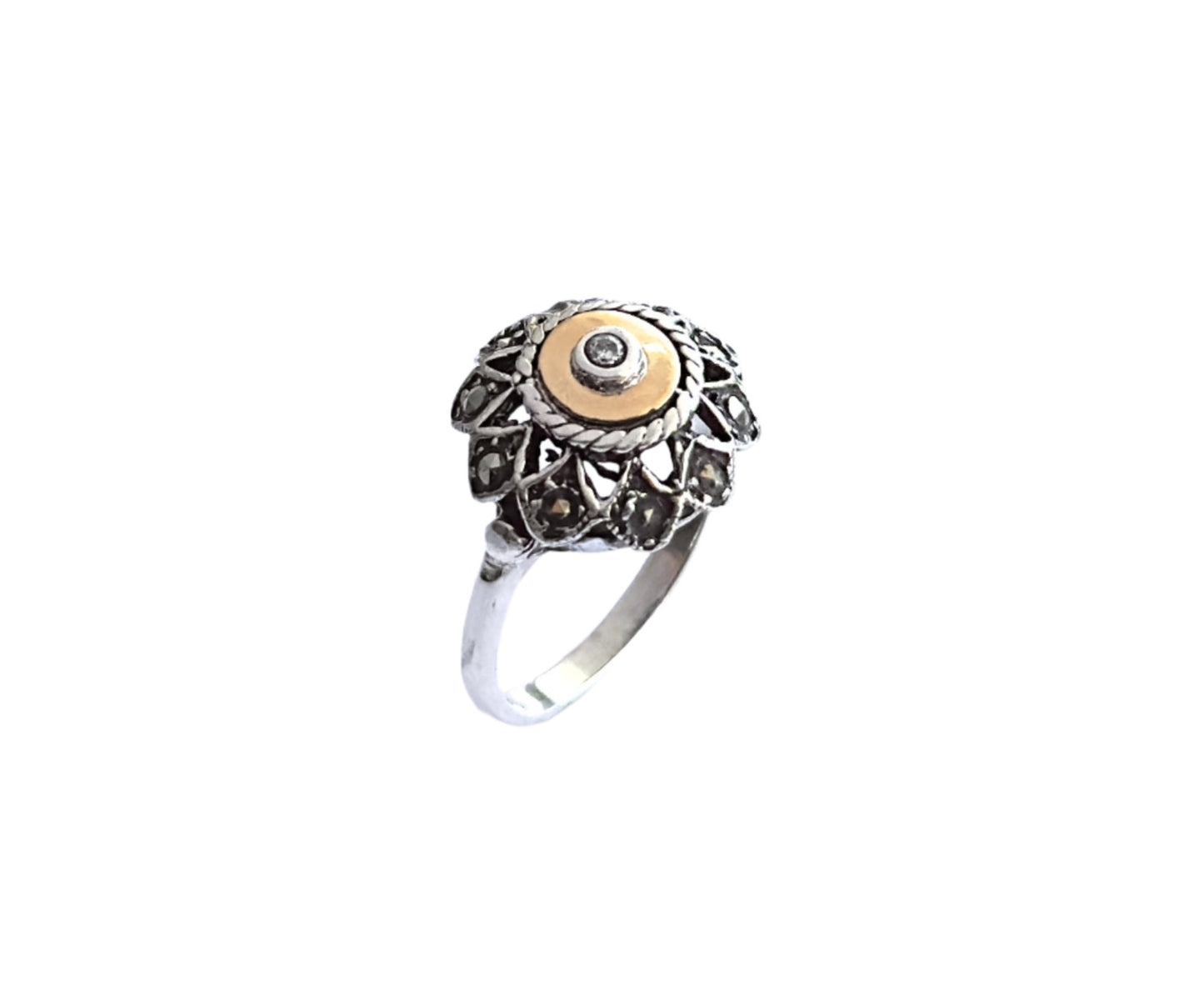 925 Sterling Silver & 9K Gold Classic Vintage Ring