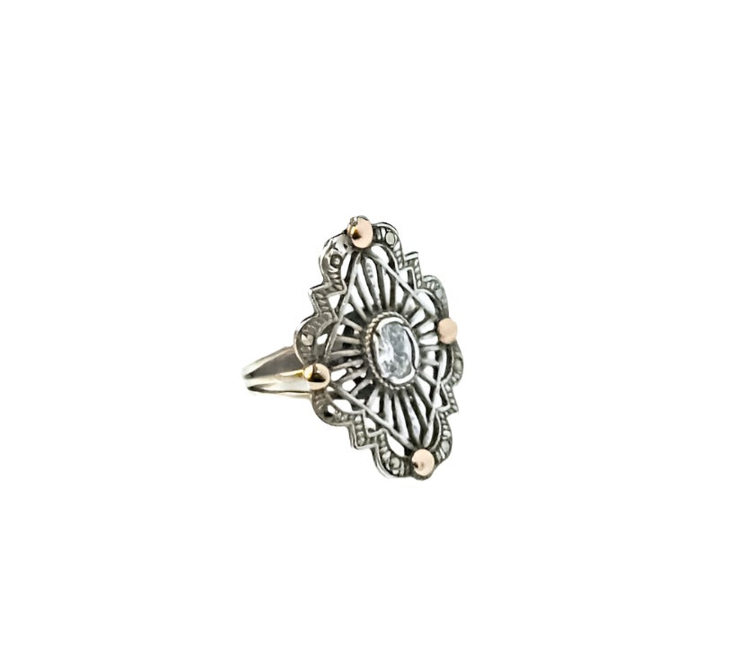 925 Sterling Silver & 9K Gold Timeless Vintage Ring