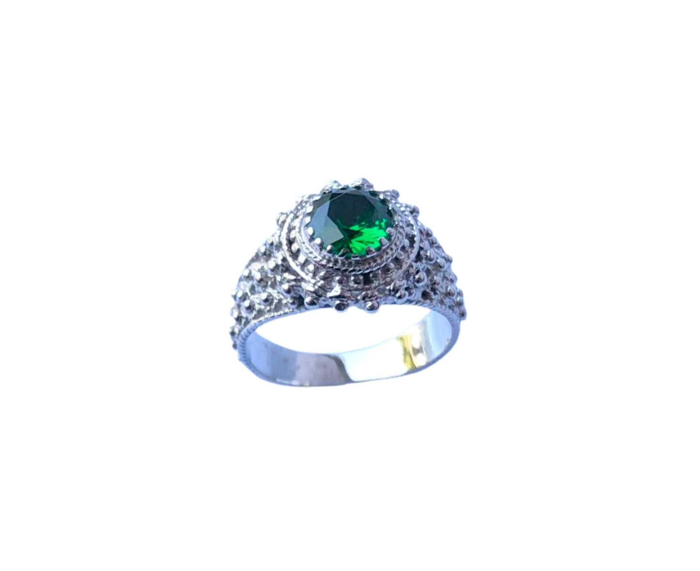 925 Sterling Silver Emerald Vintage Ring