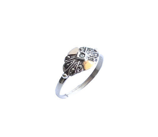 925 Sterling Silver & 9K Gold Dainty Vintage Ring